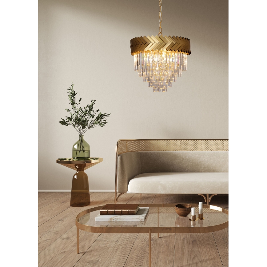 Zuma Line - Lampadario a sospensione con catena 9xE14/40W/230V oro