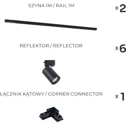 Zuma Line - Spot sur rail 6xGU10/35W/230V noir