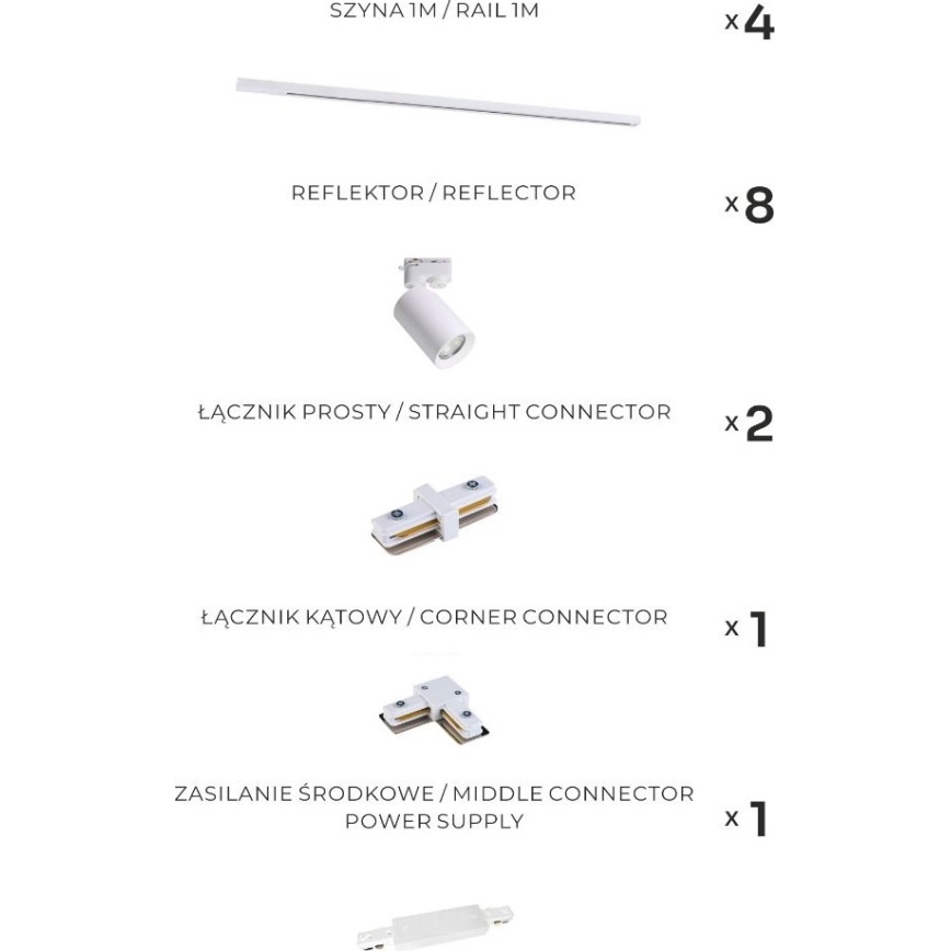 Zuma Line - Luminaire à spots sur rail 8xGU10/35W/230V blanc