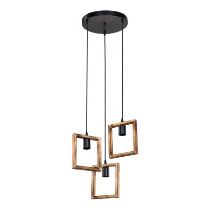 Zuma Line - Lampadario a sospensione con filo 3xE27/20W/230V pino/nero