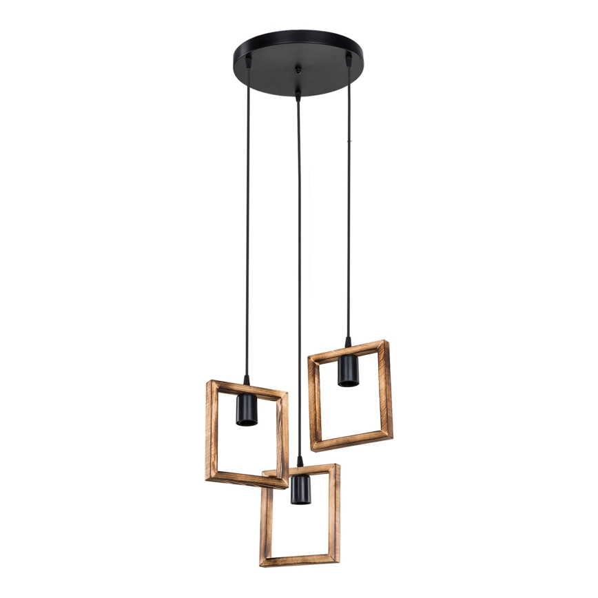 Zuma Line - Lampadario a sospensione con filo 3xE27/20W/230V pino/nero