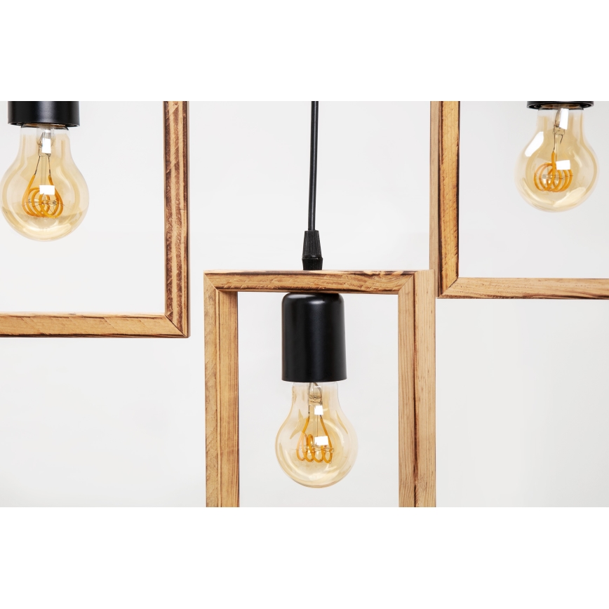 Zuma Line - Lampadario a sospensione con filo 3xE27/20W/230V pino/nero