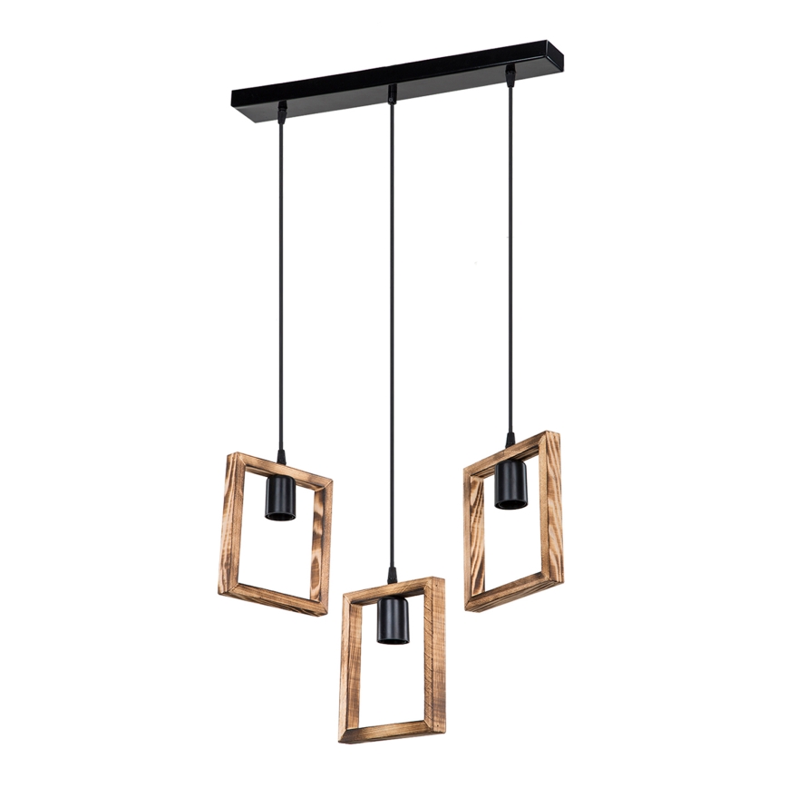 Zuma Line - Lampadario a sospensione con filo 3xE27/20W/230V pino/nero
