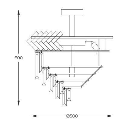 Zuma Line - Suspension-barre 9xE14/40W/230V doré
