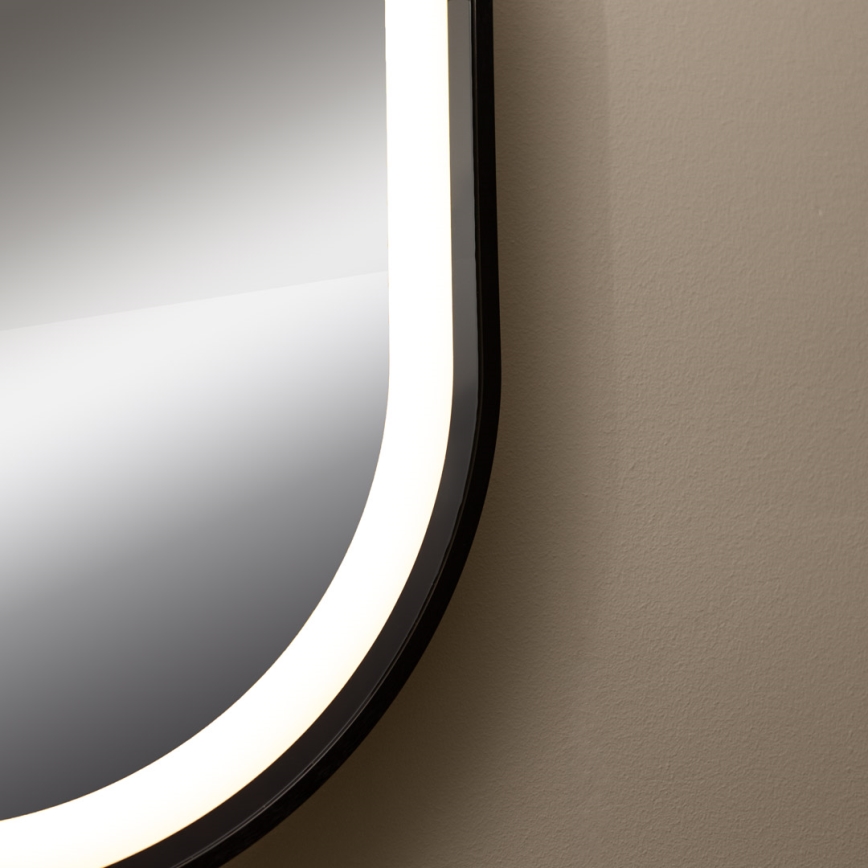 Zuma Line - Miroir mural de salle de bain avec rétro-éclairage LED/24W/230V 3000/4000/6000K 70x50 cm IP44 noir