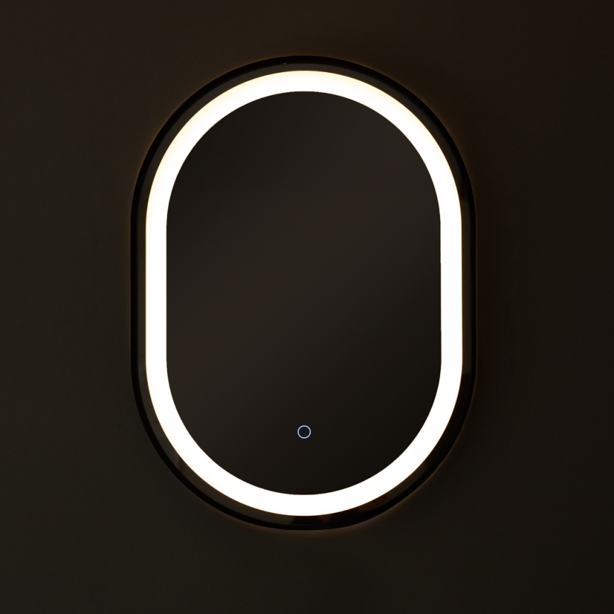 Zuma Line - Miroir mural de salle de bain avec rétro-éclairage LED/24W/230V 3000/4000/6000K 70x50 cm IP44 noir