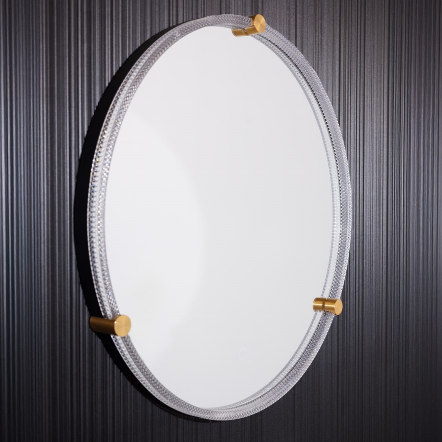 Zuma Line - Miroir mural de salle de bain avec rétro-éclairage LED/24W/230V 3000/4000/6000K d. 60 cm IP44 transparent/doré