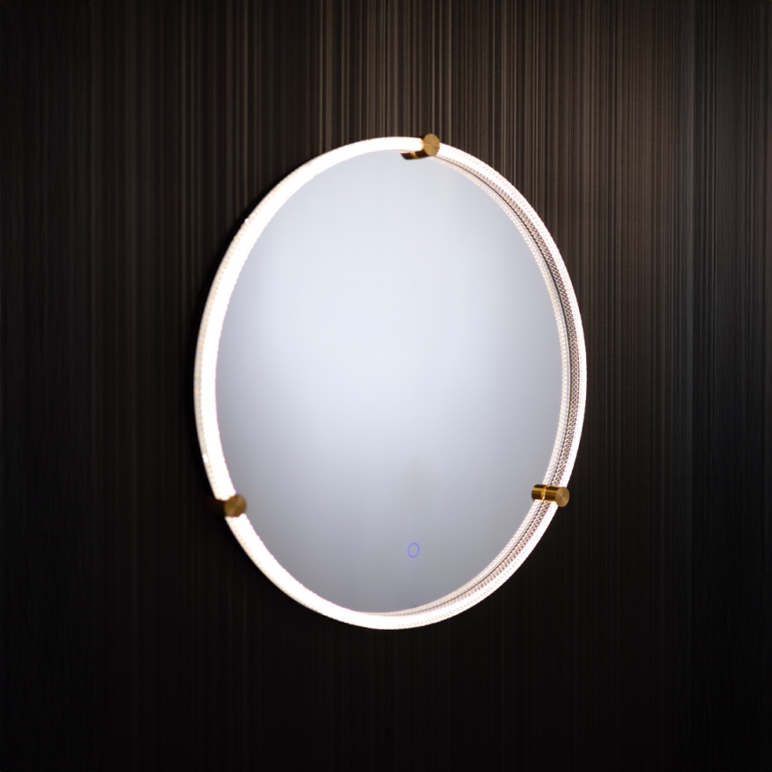 Zuma Line - Miroir mural de salle de bain avec rétro-éclairage LED/24W/230V 3000/4000/6000K d. 60 cm IP44 transparent/doré