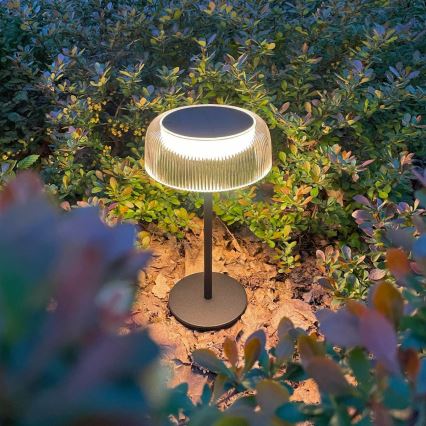 Zuma Line - Lampe de table solaire à intensité variable et rechargeable LED/2,5W/2000 mAh IP44 noir