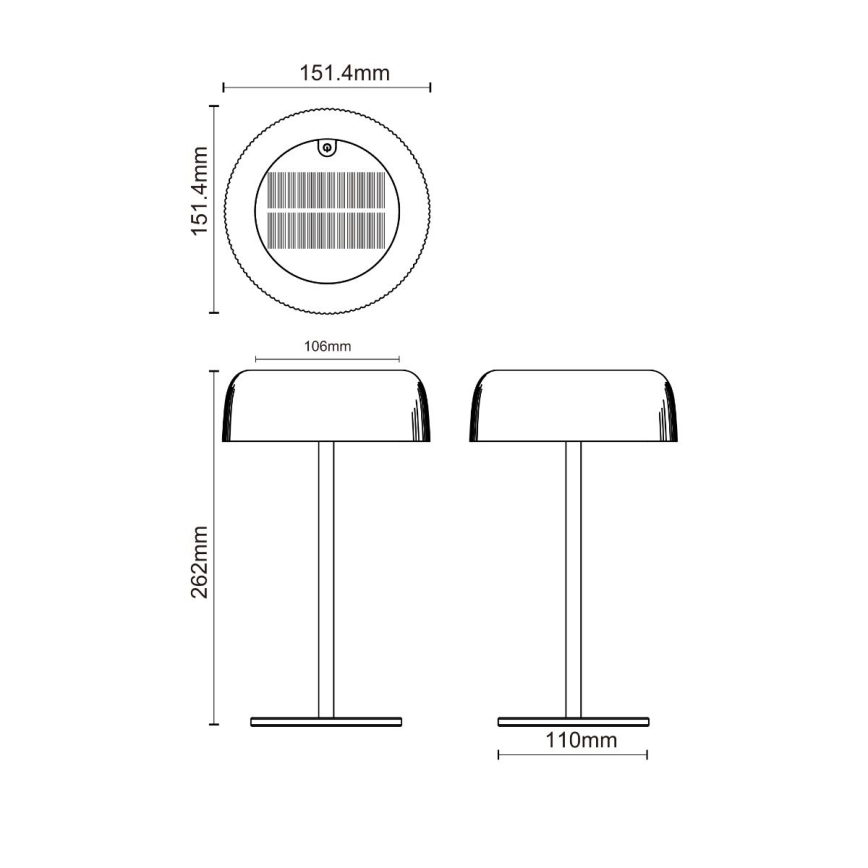 Zuma Line - Lampe de table solaire à intensité variable et rechargeable LED/2,5W/2000 mAh IP44 noir