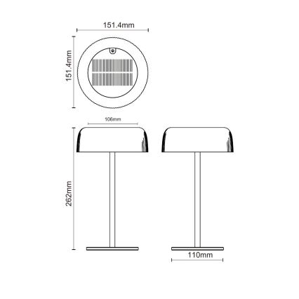 Zuma Line -LED Lampada solare ricaricabile dimmerabile BLUET LED/2,5W/2000 mAh IP44 nera