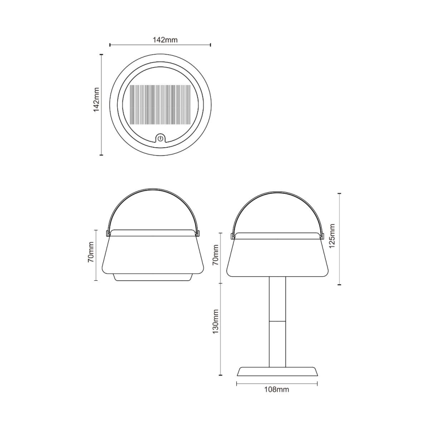 Zuma Line - Lampe de table solaire à intensité variable rechargeable LED/2,2W/2000 mAh IP44 noir