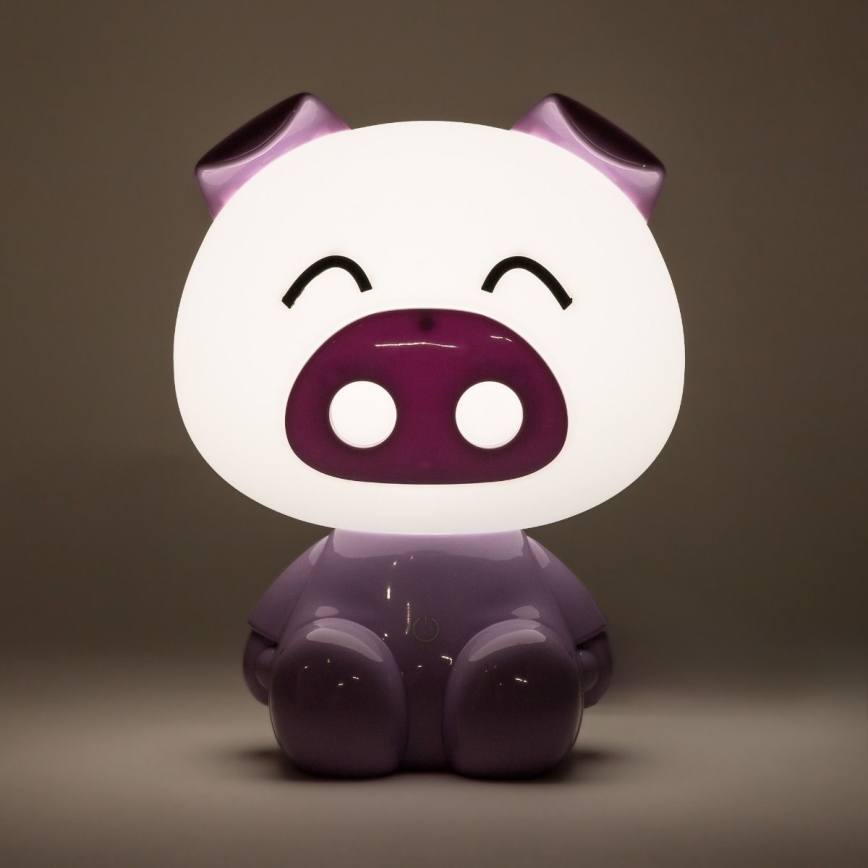Zuma Line KDR-603B-PE - Lampada da tavolo touch per bambini Maiale LED/3W/230V	maiale viola