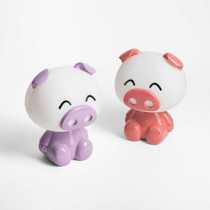 Zuma Line KDR-603B-PE - Lampada da tavolo touch per bambini Maiale LED/3W/230V	maiale viola