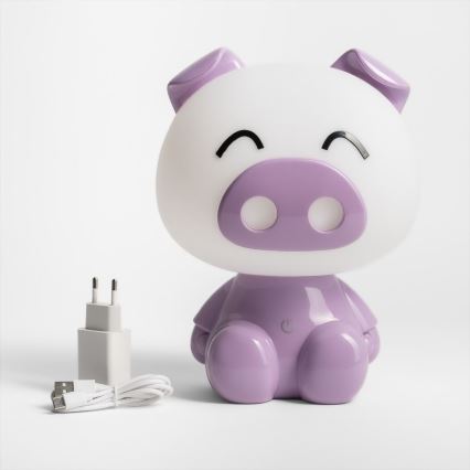 Zuma Line KDR-603B-PE - Lampada da tavolo touch per bambini Maiale LED/3W/230V	maiale viola
