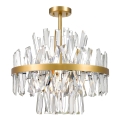 Zuma Line - Kristall-Kronleuchter an Stange 8xG9/28W/230V d 50 cm golden