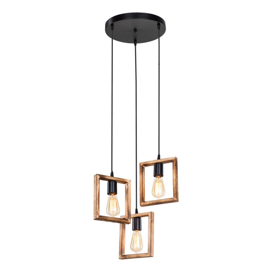 Zuma Line - Lampadario a sospensione con filo 3xE27/20W/230V pino/nero