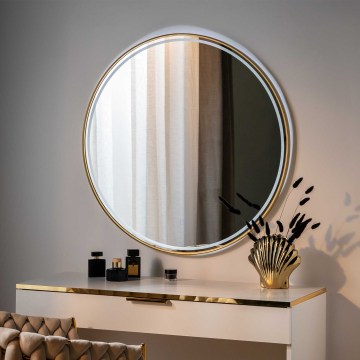Zuma Line - LED-Badezimmer-Wandspiegel mit LED-Hinterbeleuchtung/36W/230V 3000/4000/6000K Ø 80 cm IP44 goldfarben