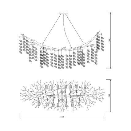 Zuma Line - Suspension sur câble 14xG9/3,5W/230V 115x40 cm dorée
