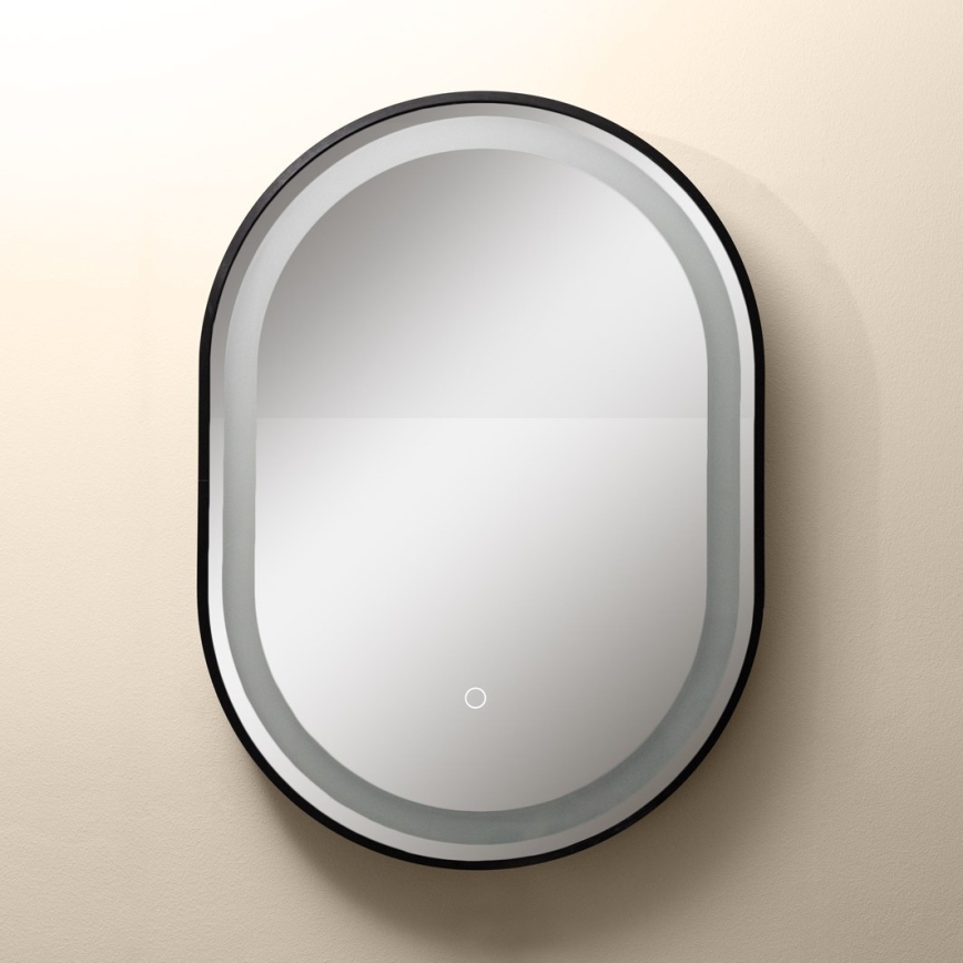 Zuma Line - Miroir mural de salle de bain avec rétro-éclairage LED/24W/230V 3000/4000/6000K 70x50 cm IP44 noir