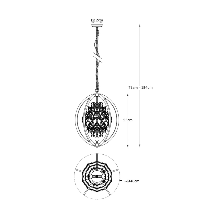 Zuma Line - Lampadario a catena 5xG9/42W/230V ottone