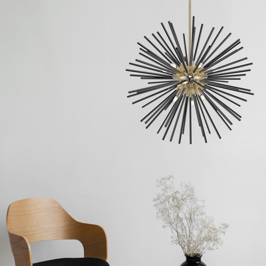 Zuma Line - Lampadario a sospensione con supporto rigido 9xG9/42W/230V oro/nero