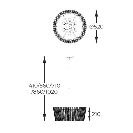Zuma Line - Lampadario a sospensione con supporto rigido 6xE14/40W/230V oro