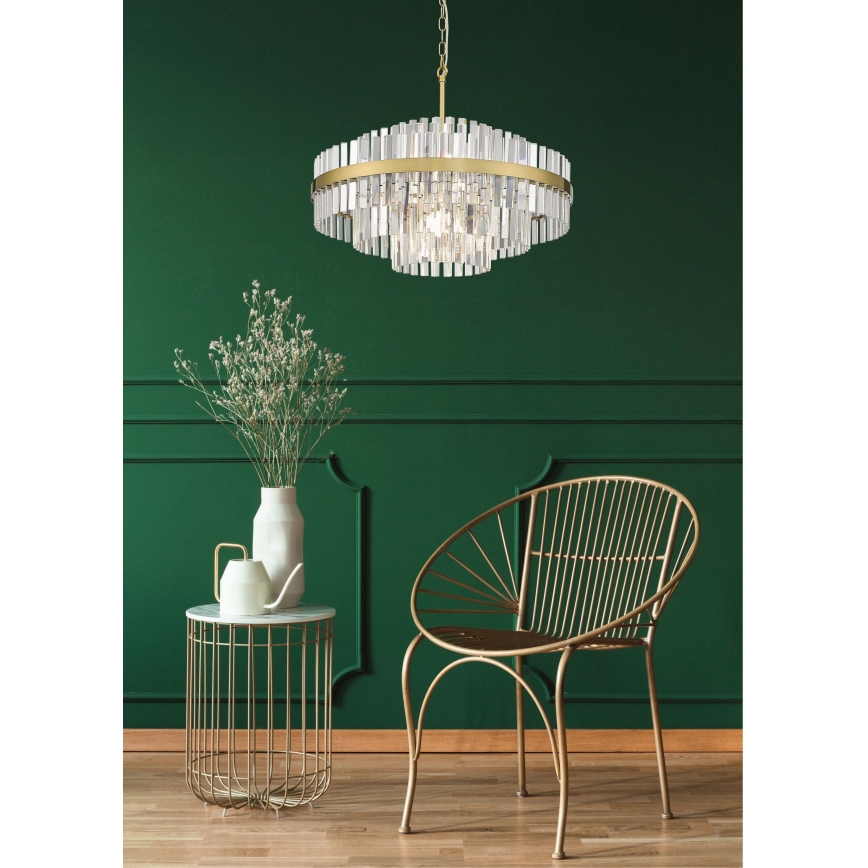 Zuma Line - Lampadario a sospensione con catena 12xG9/28W/230V diametro 60 cm oro