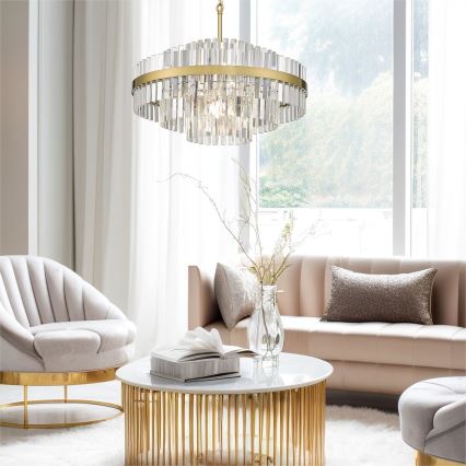 Zuma Line - Lampadario a sospensione con catena 12xG9/28W/230V diametro 60 cm oro