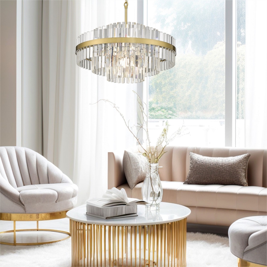 Zuma Line - Lampadario a sospensione con catena 12xG9/28W/230V diametro 60 cm oro
