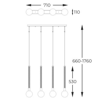 Zuma Line - Lampadario a sospensione con filo 4xG9/6W/230V ottone