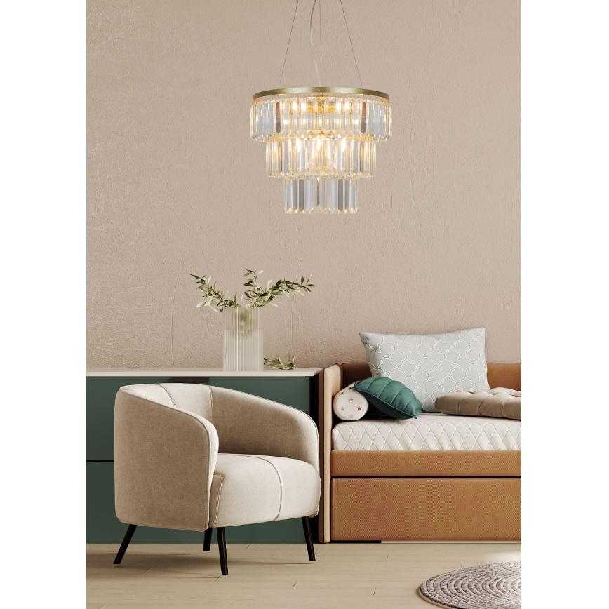 Zuma Line - Suspension filaire en cristal 4xE14/40W/230V doré