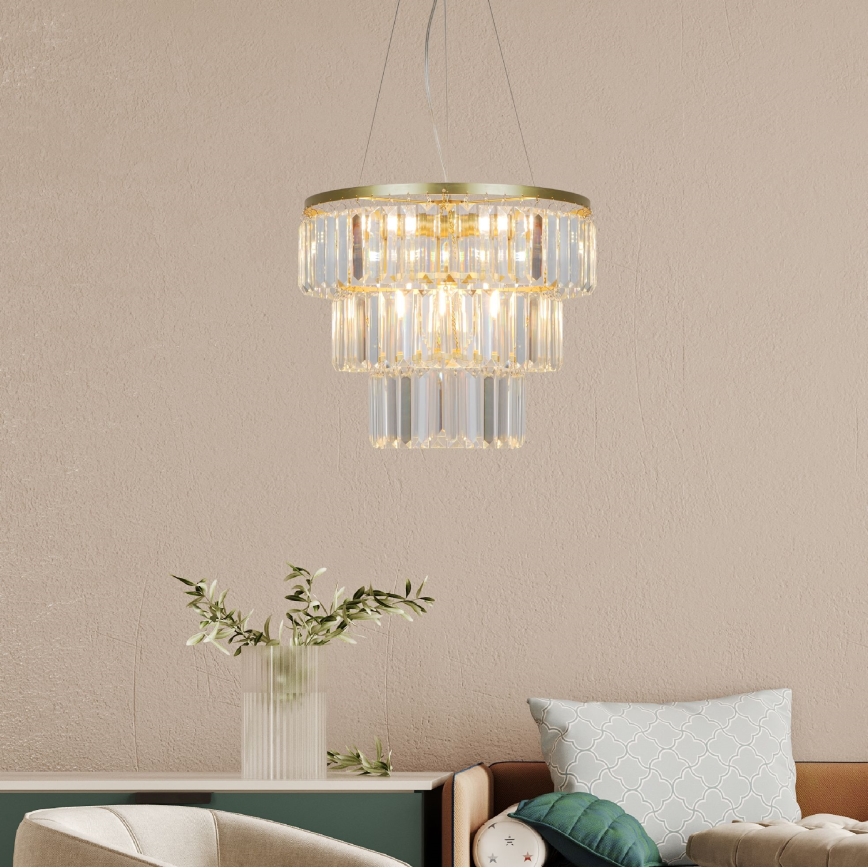 Zuma Line - Suspension filaire en cristal 4xE14/40W/230V doré