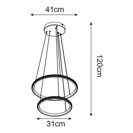 Zuma Line - Lampadario LED a sospensione con filo RIDE LED/22W/230V + LED/14W diametro 41 cm nero