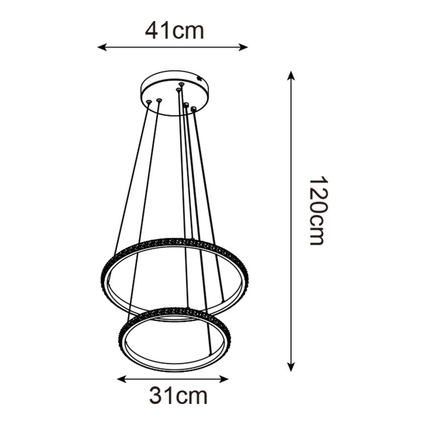 Zuma Line - Suspension filaire RIDE LED/22W/230V + LED/14W d. 41 cm noir