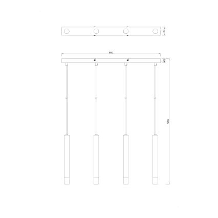 Zuma Line - Hängeleuchte mit Kabel 4xG9/5W/230V schwarz