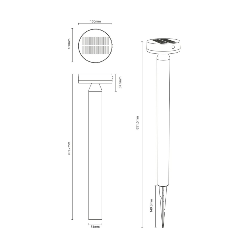 Zuma Line - Lampe solaire avec détecteur de mouvement et de crépuscule LED/4,5W/2000 mAh IP44 noir