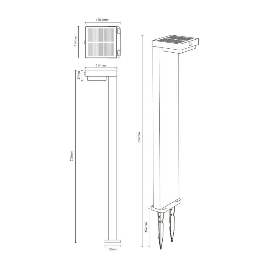 Zuma Line - Lampada solare LED con sensore di movimento e crepuscolare LED/4,5W/2000 mAh IP44 nero
