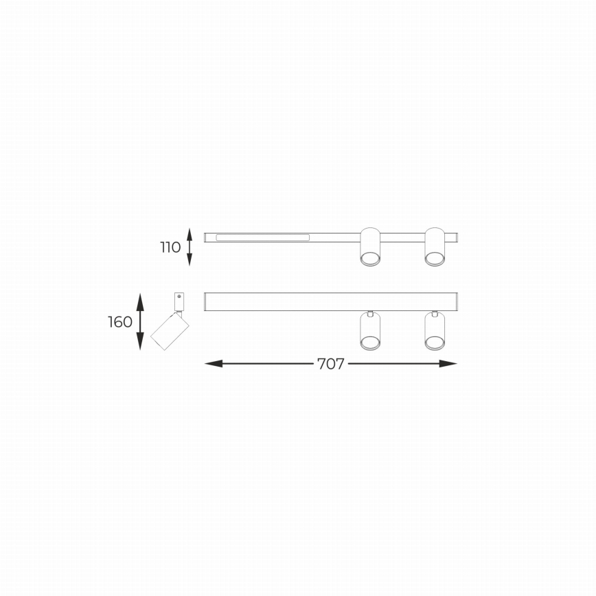 Zuma Line - Luce Spot da parete a LED 2xGU10/5W/230V + LED/8W nero