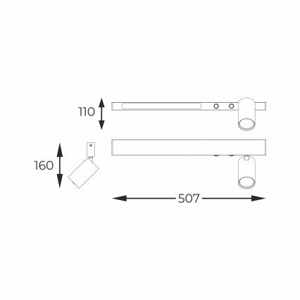 Zuma Line - Lampada da parete a LED con punto luce 1xGU10/5W/230V + LED/8W nero