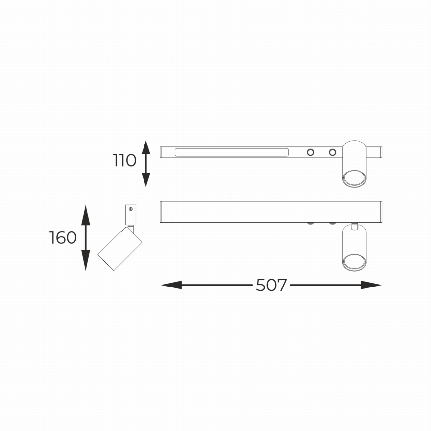 Zuma Line - Spot mural 1xGU10/5W/230V + LED/8W noir