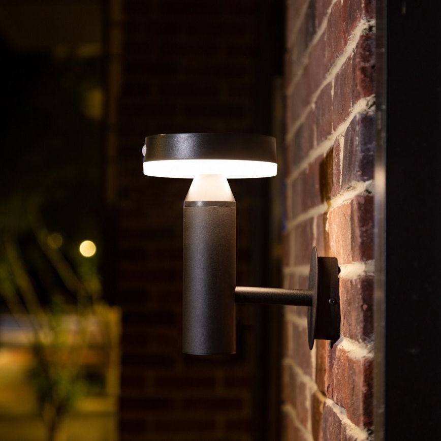 Zuma Line - Lampada solare da parete a LED con sensore di movimento e crepuscolare LED/4,5W/2000 mAh IP44 nero
