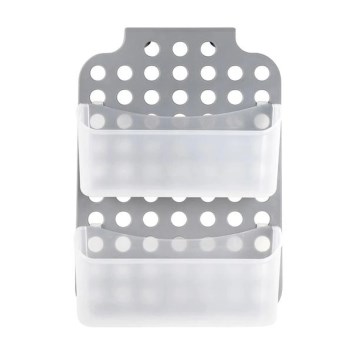 Zweistöckige Duschablage zum Aufhängen 12x35,5 cm grau/weiß