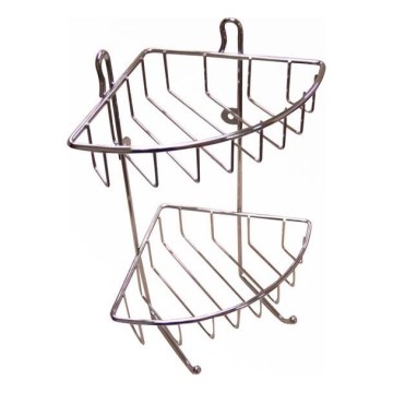 Zweistöckige Wandablage für Dusche 22,5x30 cm glänzendes Chrom