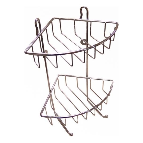 Zweistöckiges Wandregal für die Dusche 22,5x30 cm glänzender Chrom